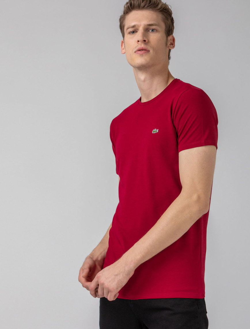 Lacoste Erkek Slim Fit Bisiklet Yaka Bordo T-Shirt Lacoste Erkek Slim Fit Bisiklet Yaka Bordo T-Shirt