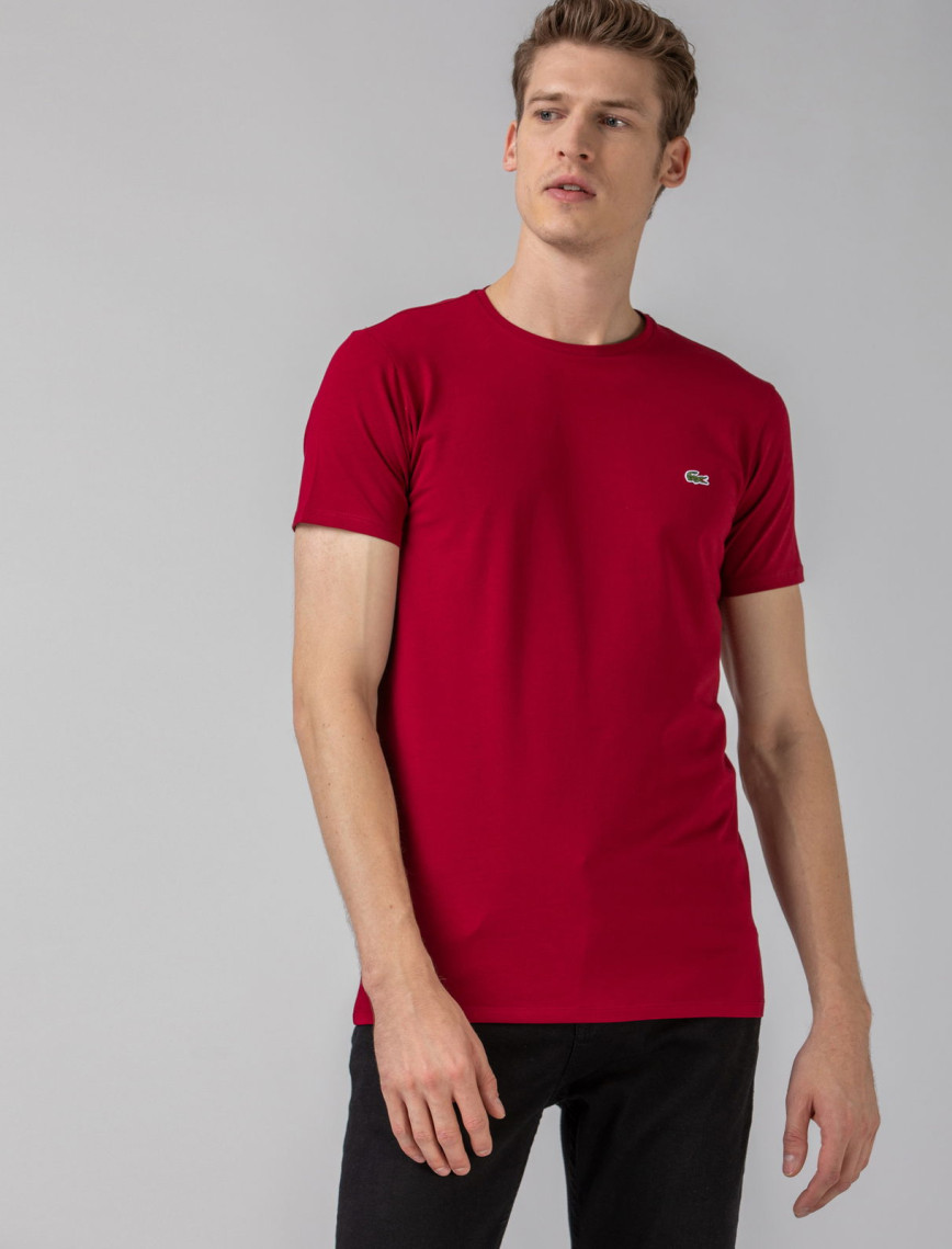 Lacoste Erkek Slim Fit Bisiklet Yaka Bordo T-Shirt Lacoste Erkek Slim Fit Bisiklet Yaka Bordo T-Shirt