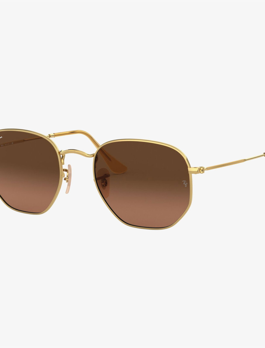 RAY-BAN 0RB3548N Hexagonal Unisex Gold Kahverengi Camlı Güneş Gözlüğü