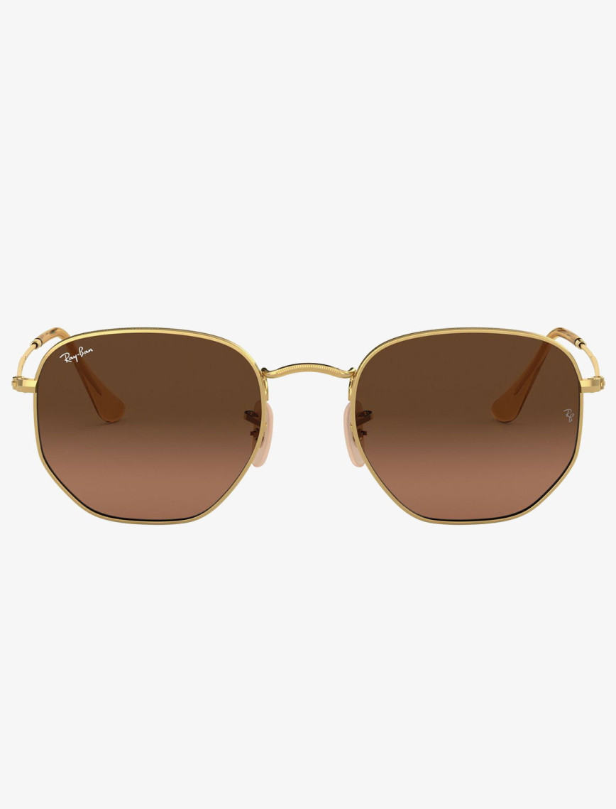RAY-BAN 0RB3548N Hexagonal Unisex Gold Kahverengi Camlı Güneş Gözlüğü