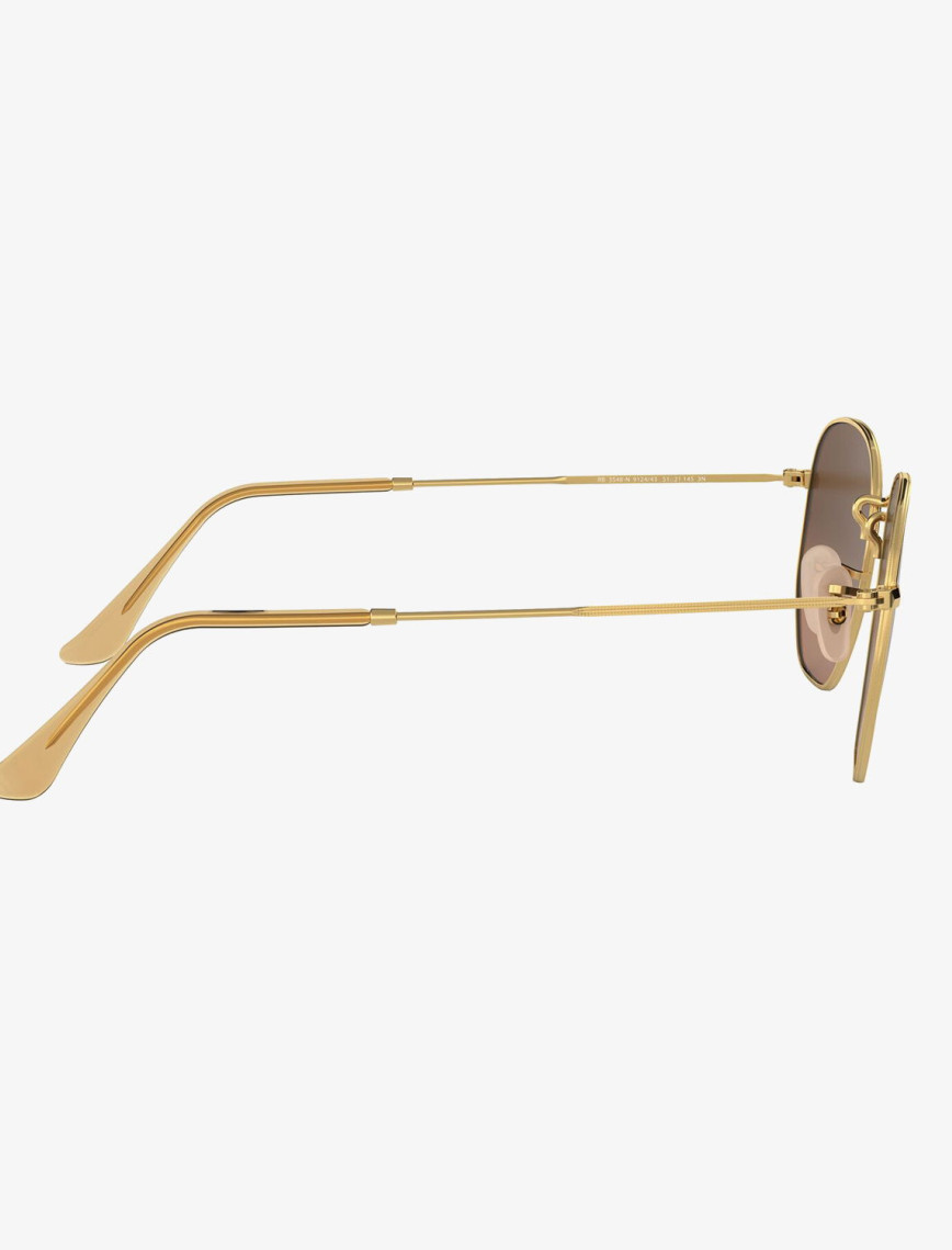 RAY-BAN 0RB3548N Hexagonal Unisex Gold Kahverengi Camlı Güneş Gözlüğü