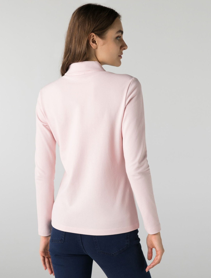 Lacoste Kadın Slim Fit Uzun Kollu Açık Pembe Polo Lacoste Kadın Slim Fit Uzun Kollu Açık Pembe Polo