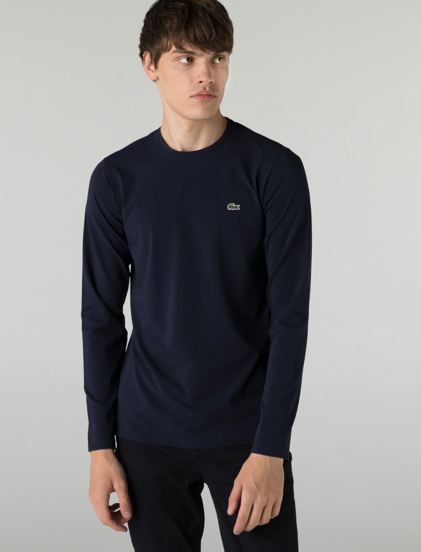 Lacoste Erkek Regular Fit Uzun Kollu Bisiklet Yaka Beyaz T-Shirt Lacoste Erkek Regular Fit Uzun Kollu Bisiklet Yaka Beyaz T-Shirt