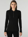 Lacoste Kadın Slim Fit Uzun Kollu Siyah Polo Lacoste Kadın Slim Fit Uzun Kollu Siyah Polo