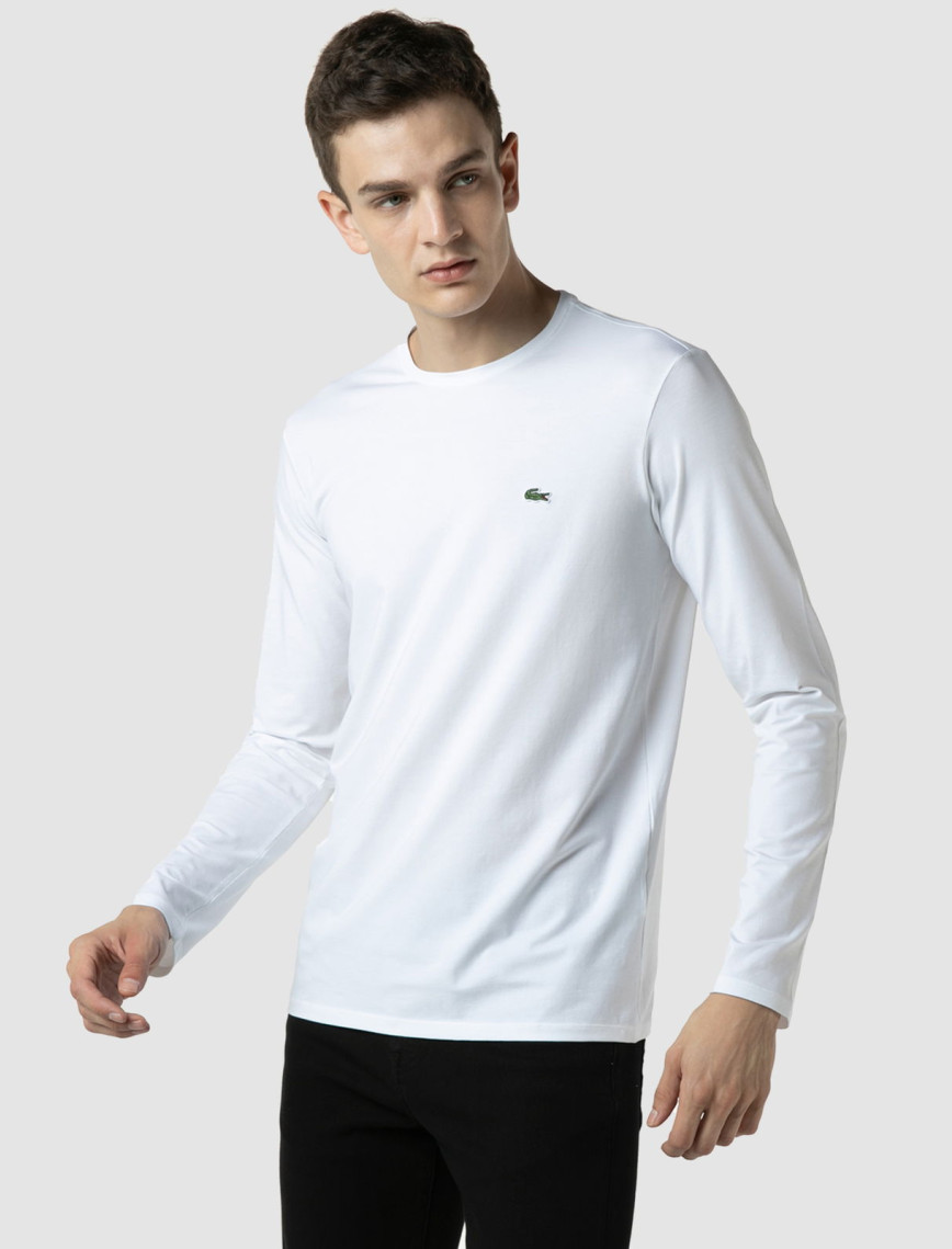 Lacoste Erkek Regular Fit Uzun Kollu Bisiklet Yaka Beyaz T-Shirt Lacoste Erkek Regular Fit Uzun Kollu Bisiklet Yaka Beyaz T-Shirt