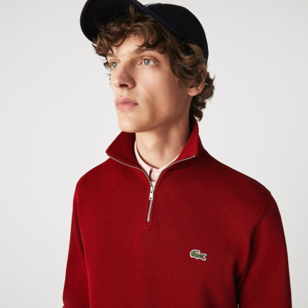 Lacoste Erkek Classic Fit Yarım Fermuarlı Bordo Sweatshirt Lacoste Erkek Classic Fit Yarım Fermuarlı Bordo Sweatshirt