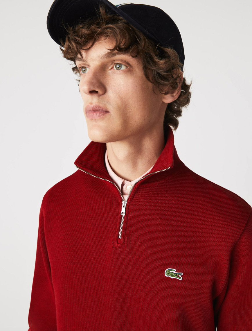 Lacoste Erkek Classic Fit Yarım Fermuarlı Bordo Sweatshirt Lacoste Erkek Classic Fit Yarım Fermuarlı Bordo Sweatshirt