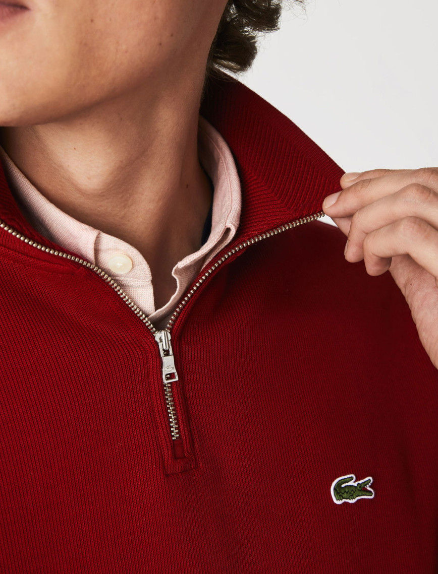 Lacoste Erkek Classic Fit Yarım Fermuarlı Bordo Sweatshirt Lacoste Erkek Classic Fit Yarım Fermuarlı Bordo Sweatshirt