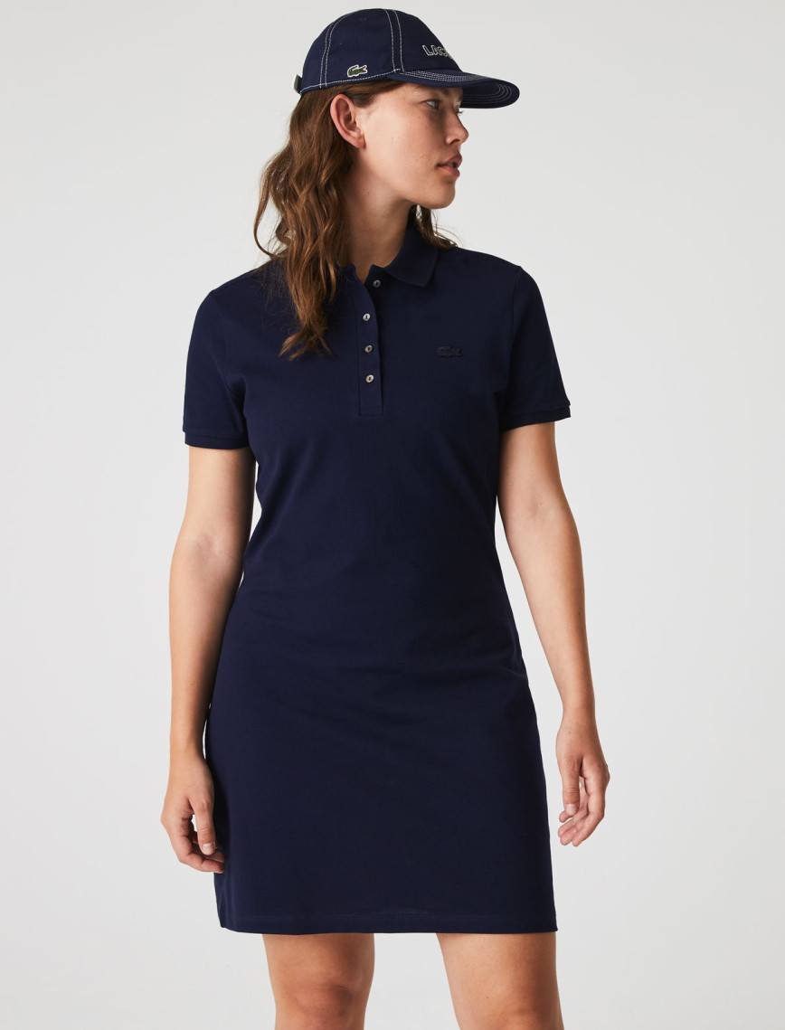 Lacoste Kadın Slim Fit Kısa Kollu Polo Yaka Lacivert Elbise Lacoste Kadın Slim Fit Kısa Kollu Polo Yaka Lacivert Elbise