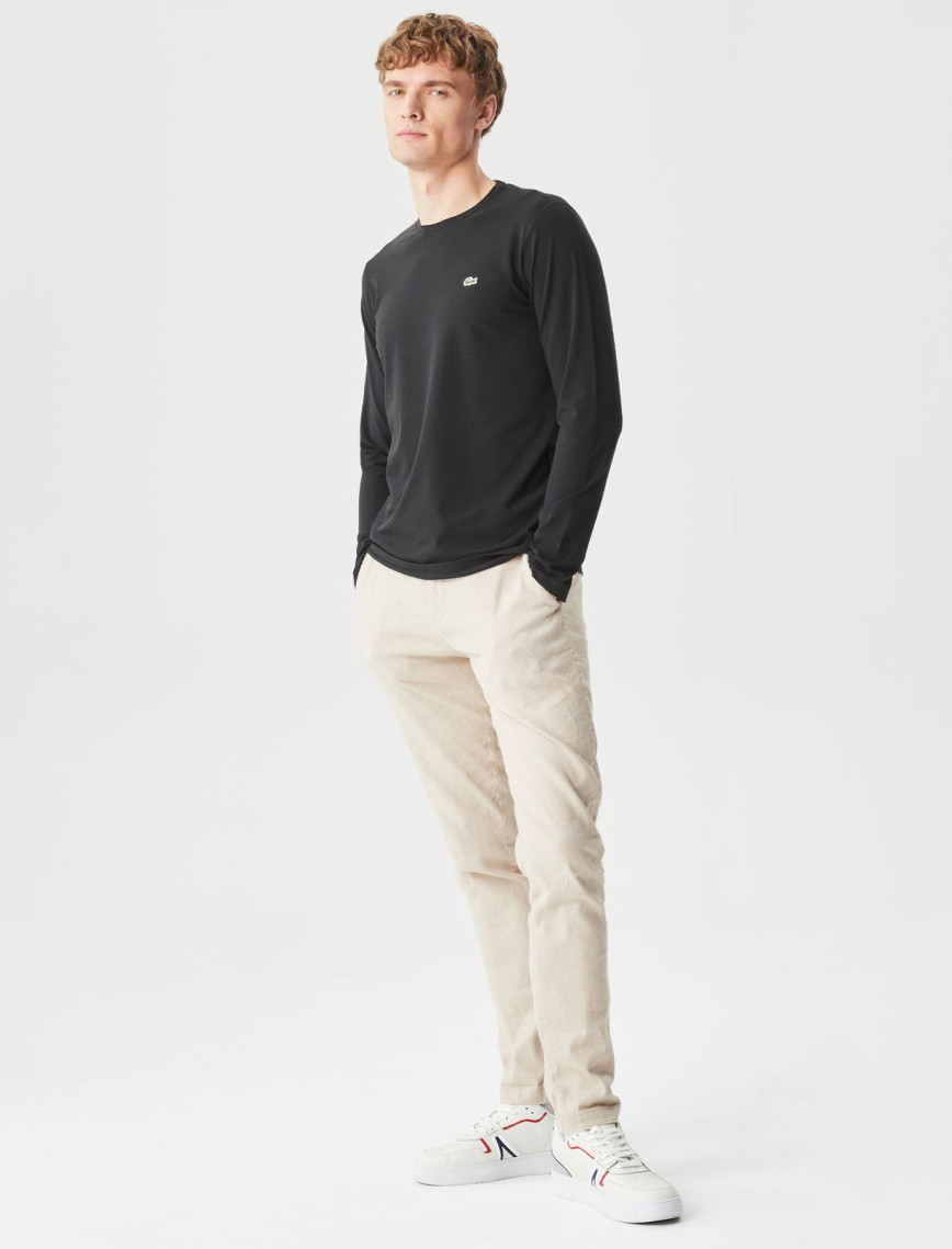Lacoste Erkek Regular Fit Uzun Kollu Bisiklet Yaka Siyah T-Shirt