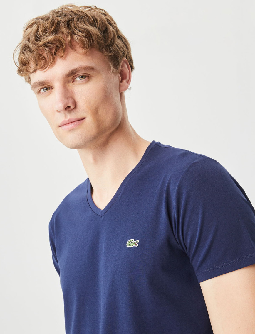 Lacoste V Yaka Lacivert T-Shirt Lacoste V Yaka Lacivert T-Shirt