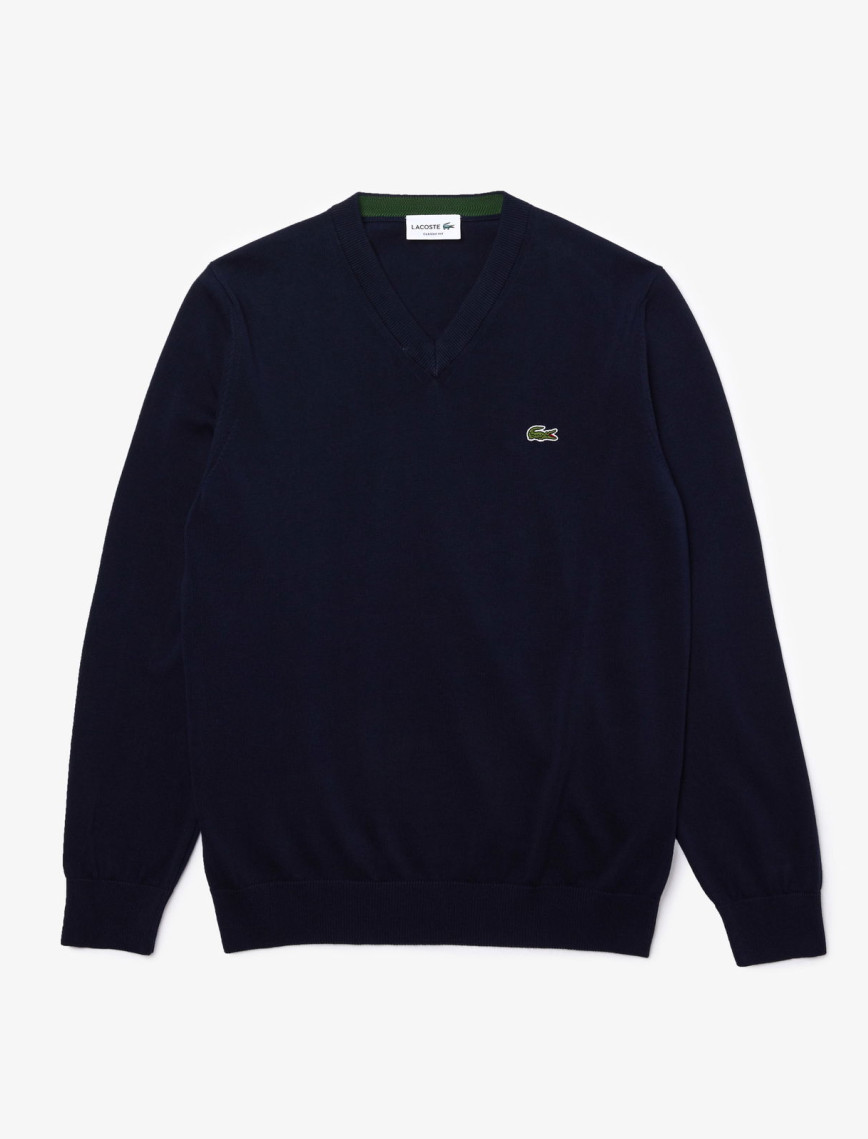 Lacoste Erkek Regular Fit V Yaka Organik Pamuk Lacivert Triko Lacoste Erkek Regular Fit V Yaka Organik Pamuk Lacivert Triko