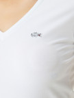 Lacoste Kadın Slim Fit V Yaka Beyaz T-Shirt Lacoste Kadın Slim Fit V Yaka Beyaz T-Shirt