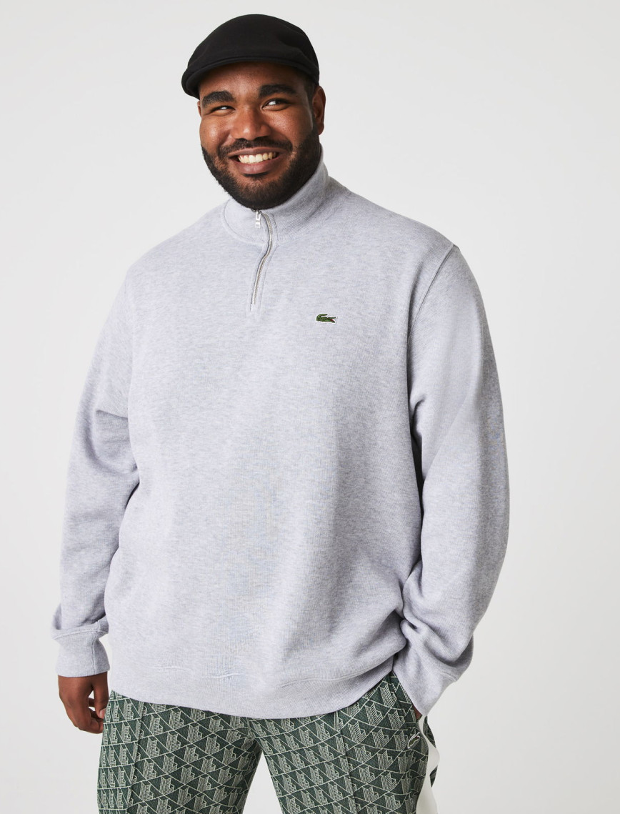 Lacoste Erkek Classic Fit Yarım Fermuarlı Gri Sweatshirt Lacoste Erkek Classic Fit Yarım Fermuarlı Gri Sweatshirt