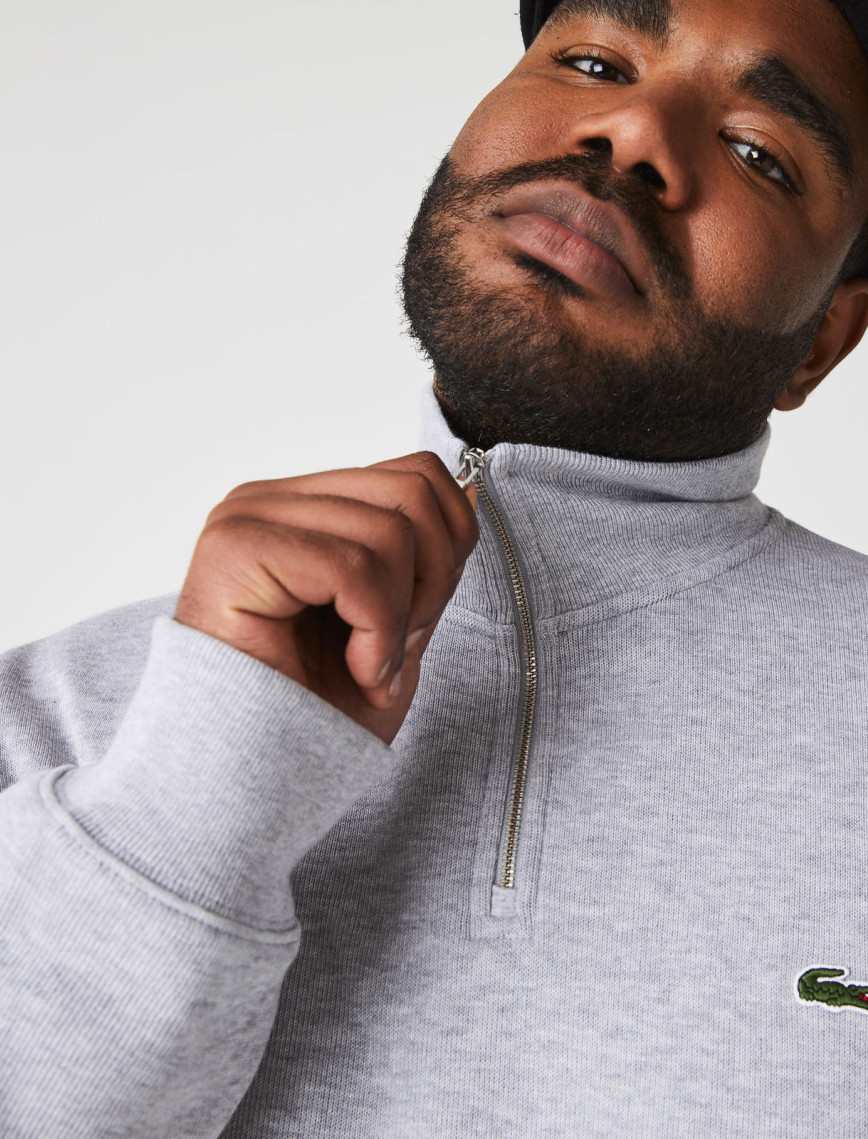Lacoste Erkek Classic Fit Yarım Fermuarlı Gri Sweatshirt Lacoste Erkek Classic Fit Yarım Fermuarlı Gri Sweatshirt