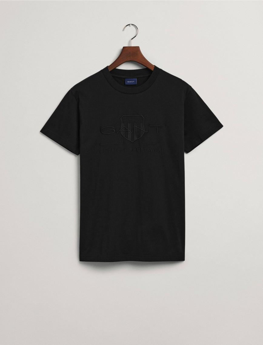 GANT Erkek Siyah Regular Fit Bisiklet Yaka Logolu T-Shirt GANT Erkek Siyah Regular Fit Bisiklet Yaka Logolu T-Shirt