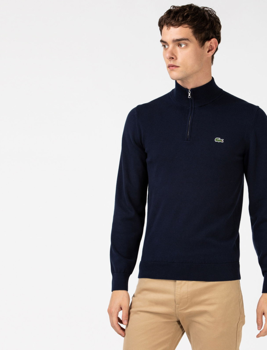 Lacoste Erkek Regular Fit Yarım Fermuarlı Organik Pamuk Lacivert Kazak Lacoste Erkek Regular Fit Yarım Fermuarlı Organik Pamuk Lacivert Kazak