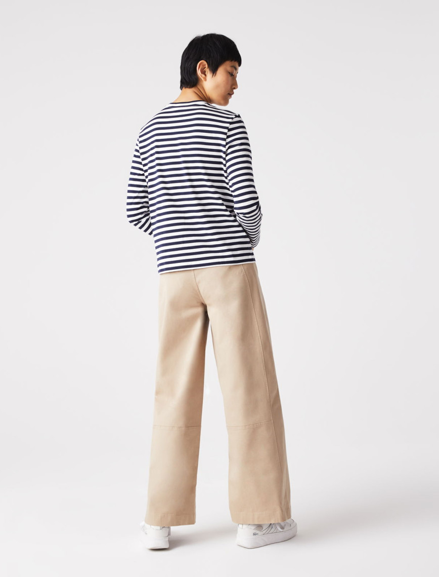 Lacoste Kadın Regular Fit Uzun Kollu Bisiklet Yaka Çizgili Lacivert T-Shirt Lacoste Kadın Regular Fit Uzun Kollu Bisiklet Yaka Çizgili Lacivert T-Shirt