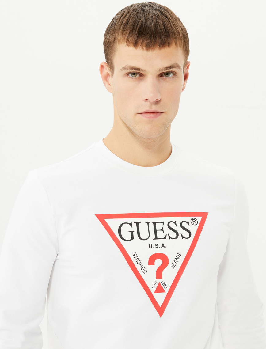 Guess Audley Fleece Erkek Beyaz Sweatshirt Guess Audley Fleece Erkek Beyaz Sweatshirt