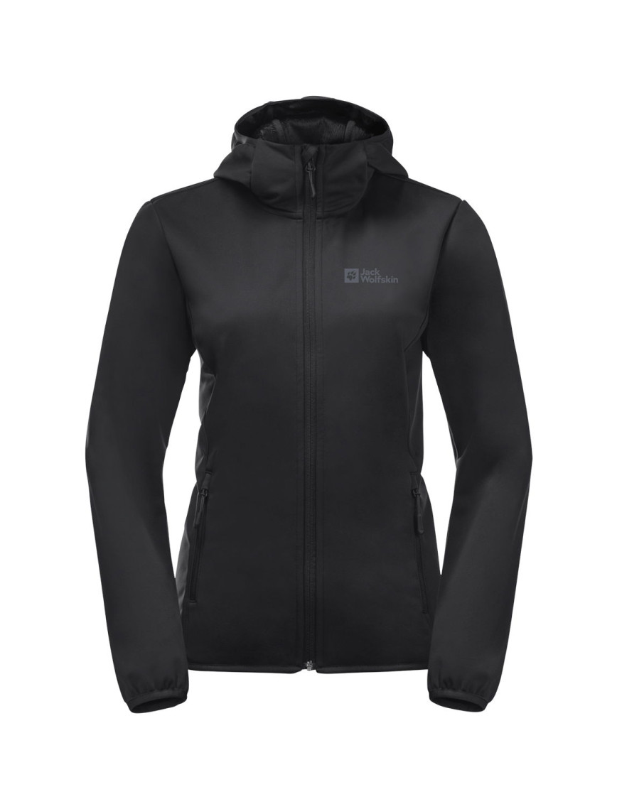 Jack Wolfskin Windhain Hoody Kadın Siyah Softshell Jack Wolfskin Windhain Hoody Kadın Siyah Softshell