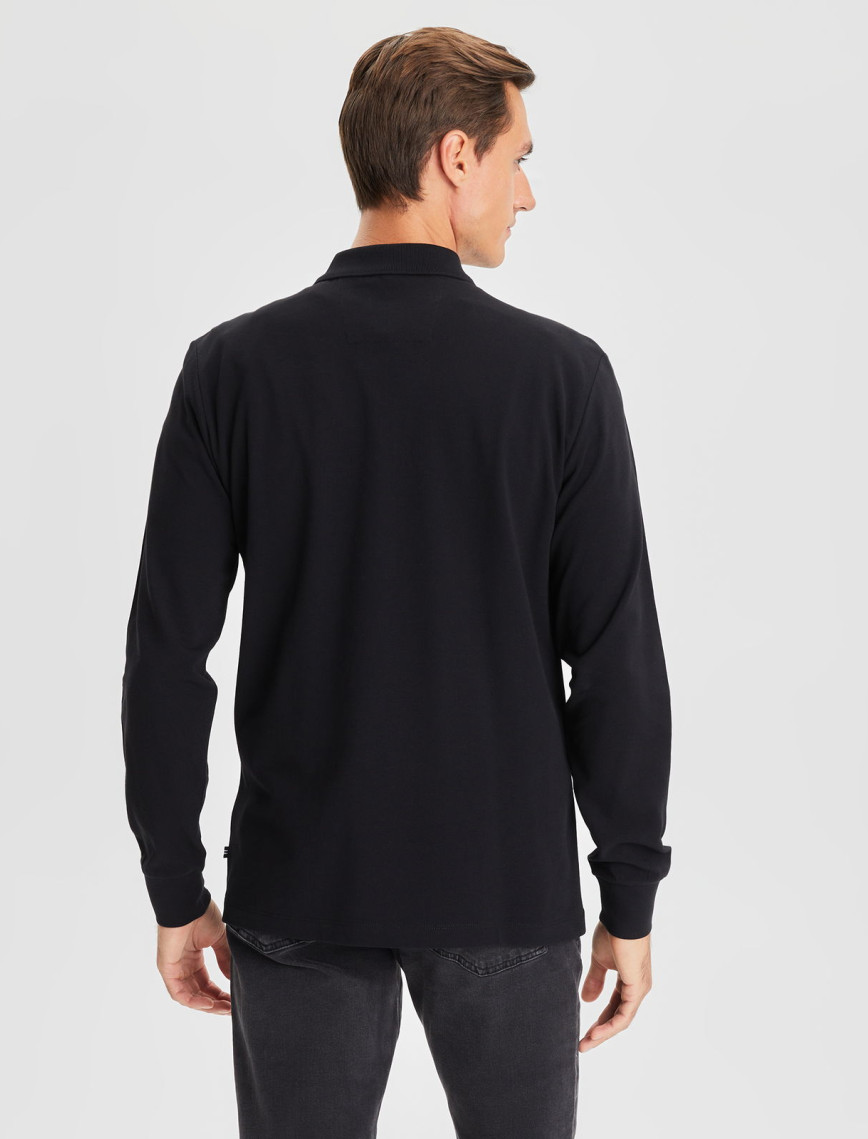 Nautica Erkek Siyah Classic Fit Uzun Kollu Polo Nautica Erkek Siyah Classic Fit Uzun Kollu Polo