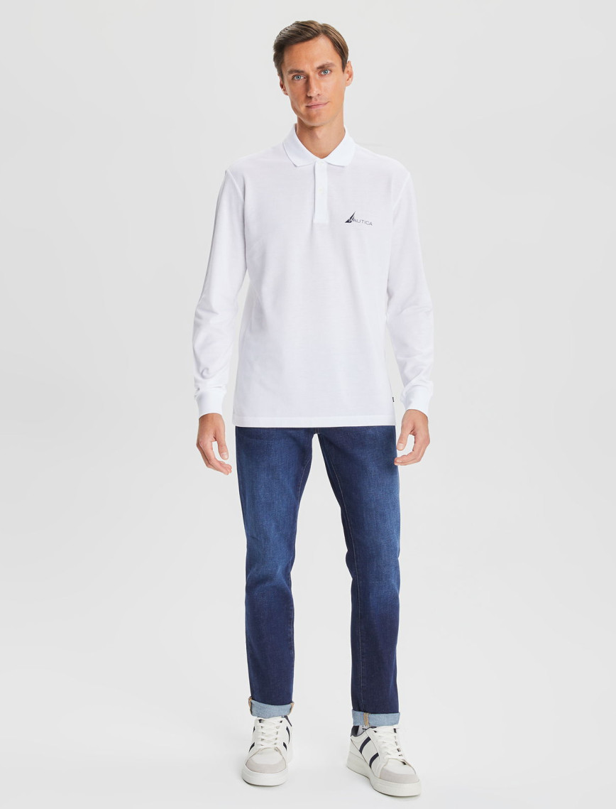 Nautica Erkek Beyaz Classic Fit Uzun Kollu Polo Nautica Erkek Beyaz Classic Fit Uzun Kollu Polo