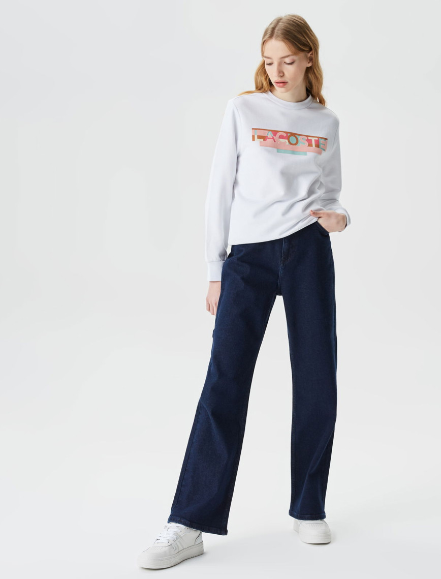 Lacoste Kadın Straight Fit Lacivert Jean Pantolon Lacoste Kadın Straight Fit Lacivert Jean Pantolon