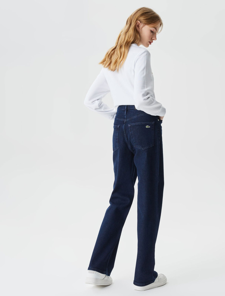 Lacoste Kadın Straight Fit Lacivert Jean Pantolon Lacoste Kadın Straight Fit Lacivert Jean Pantolon