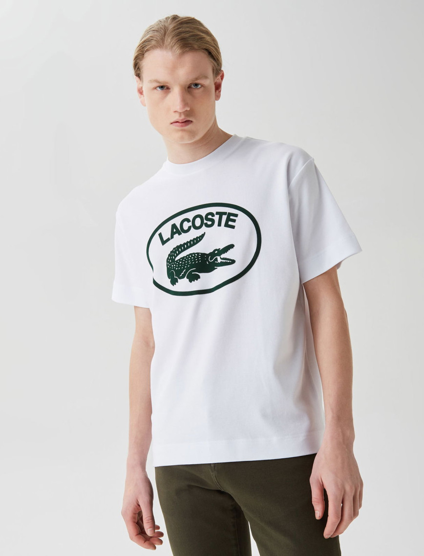Lacoste Erkek Relaxed Fit Bisiklet Yaka Baskılı Beyaz T-Shirt Lacoste Erkek Relaxed Fit Bisiklet Yaka Baskılı Beyaz T-Shirt