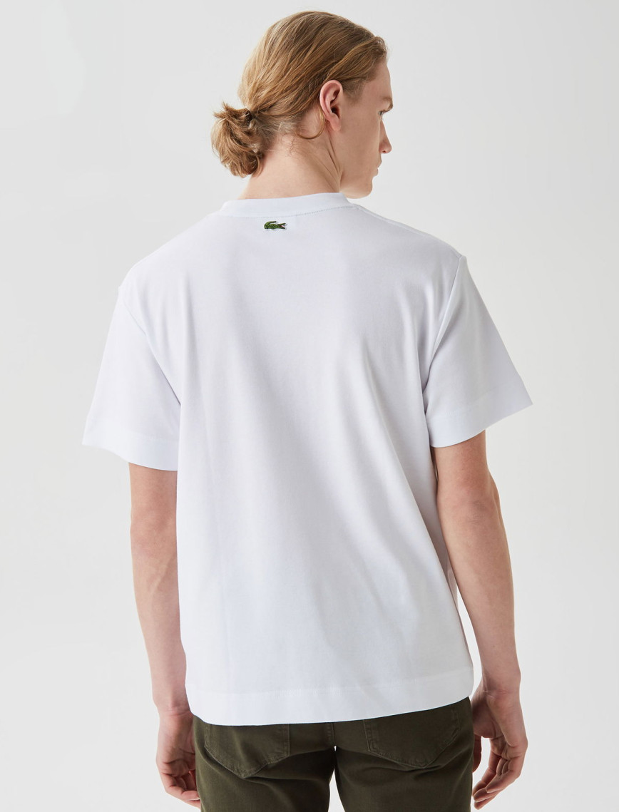 Lacoste Erkek Relaxed Fit Bisiklet Yaka Baskılı Beyaz T-Shirt Lacoste Erkek Relaxed Fit Bisiklet Yaka Baskılı Beyaz T-Shirt