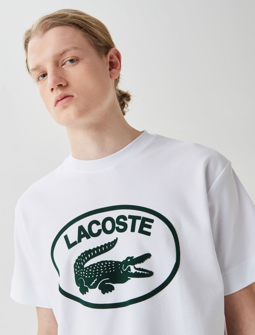 Lacoste Erkek Relaxed Fit Bisiklet Yaka Baskılı Beyaz T-Shirt Lacoste Erkek Relaxed Fit Bisiklet Yaka Baskılı Beyaz T-Shirt