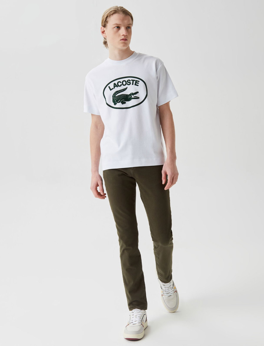 Lacoste Erkek Relaxed Fit Bisiklet Yaka Baskılı Beyaz T-Shirt Lacoste Erkek Relaxed Fit Bisiklet Yaka Baskılı Beyaz T-Shirt