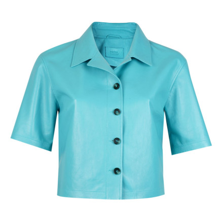 Teresina Turkuaz Kadın Deri Gömlek