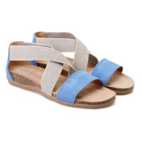 Kadın Mavi Süet Deri Sandalet Kadın Mavi Süet Deri Sandalet