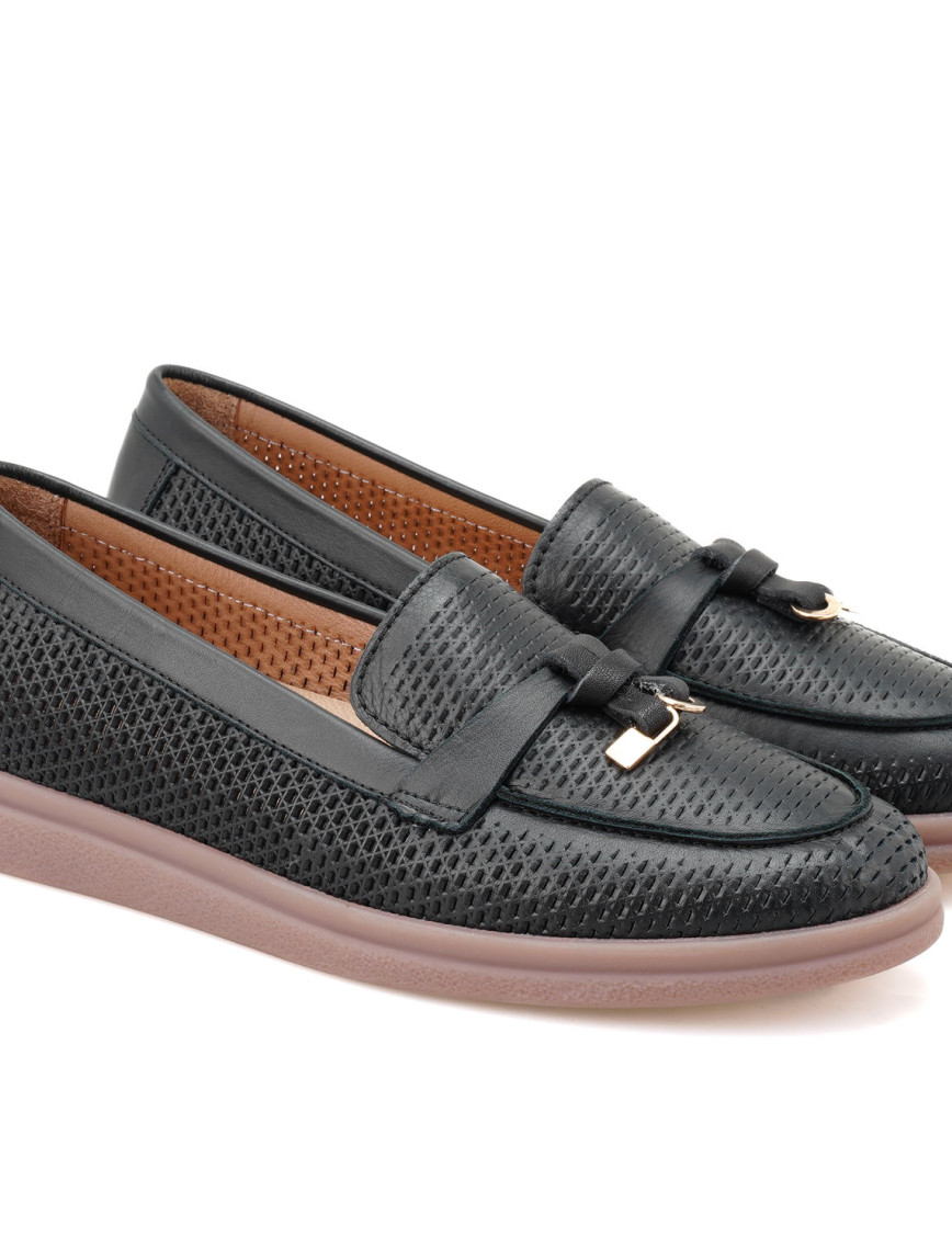 Kadın Siyah Deri Günlük Ayakkabı Kadın Siyah Deri Günlük Ayakkabı