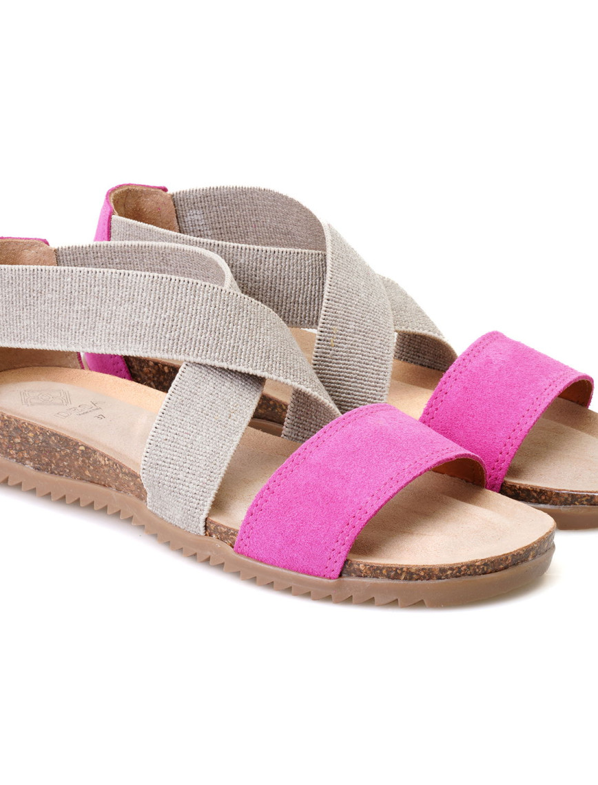 Kadın Pembe Süet Deri Sandalet Kadın Pembe Süet Deri Sandalet