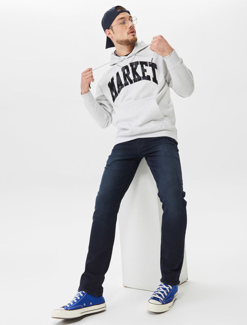 Market Chess Club Applique Fleece Erkek Beyaz Hoodie Market Chess Club Applique Fleece Erkek Beyaz Hoodie