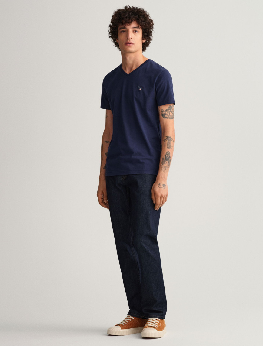 GANT Erkek Lacivert Slim Fit V Yaka T-shirt GANT Erkek Lacivert Slim Fit V Yaka T-shirt