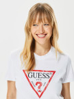 Guess Classic Fit Logo Kadın Beyaz T-Shirt