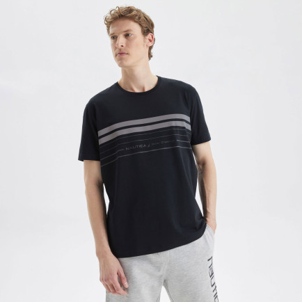 Nautica Erkek Siyah Standart Fit Çizgili T-Shirt Nautica Erkek Siyah Standart Fit Çizgili T-Shirt