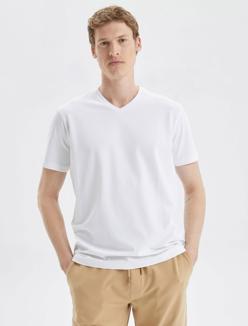 Nautica Erkek Beyaz Standart Fit T-Shirt Nautica Erkek Beyaz Standart Fit T-Shirt