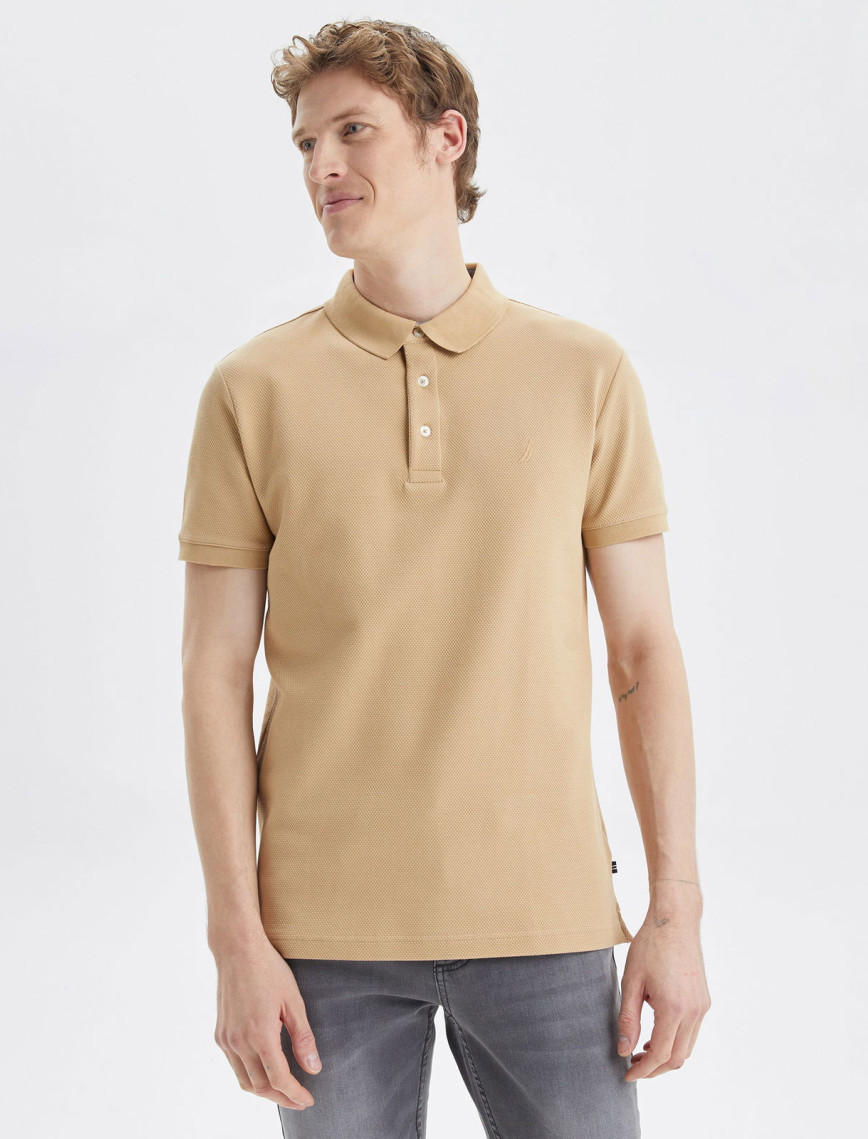 Nautica Erkek Bej Slim Fit Kısa Kollu Polo Nautica Erkek Bej Slim Fit Kısa Kollu Polo