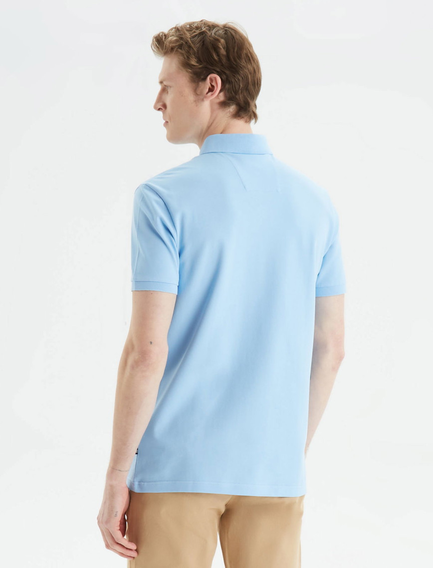 Nautica Erkek Mavi Slim Fit Kısa Kollu Polo