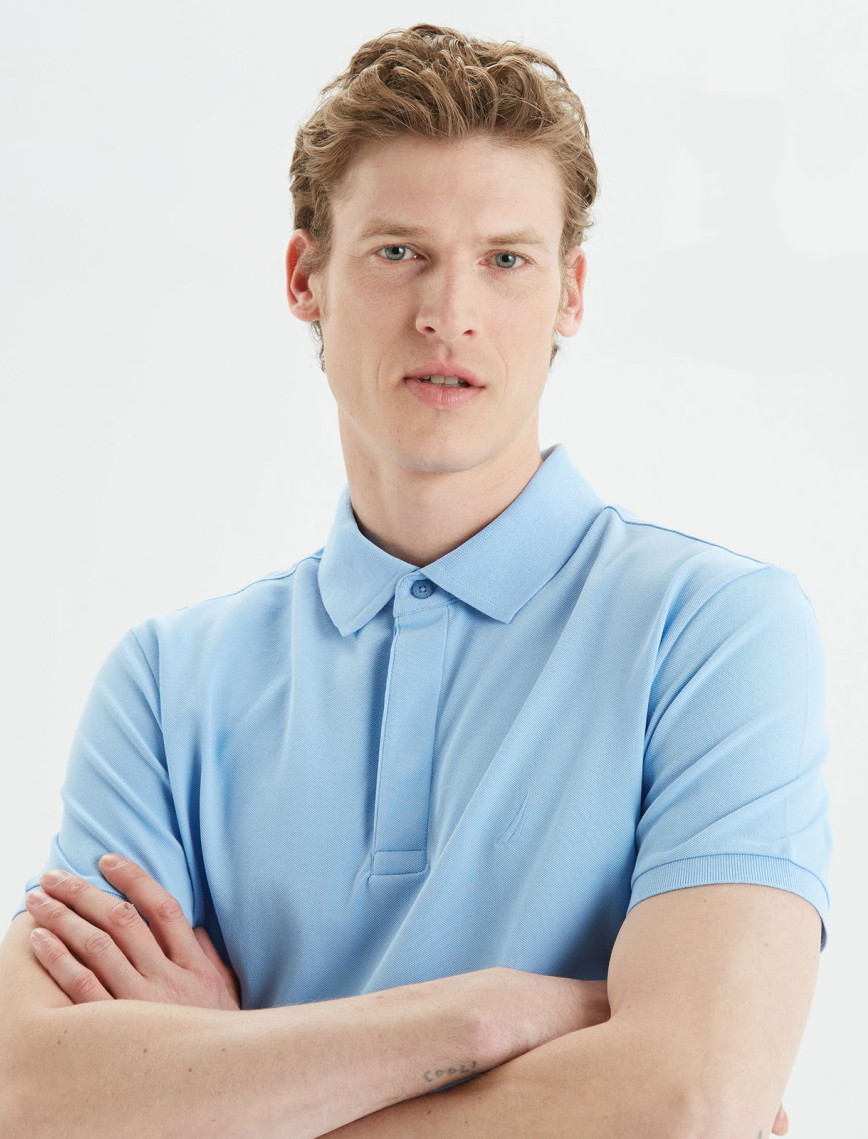 Nautica Erkek Mavi Slim Fit Kısa Kollu Polo