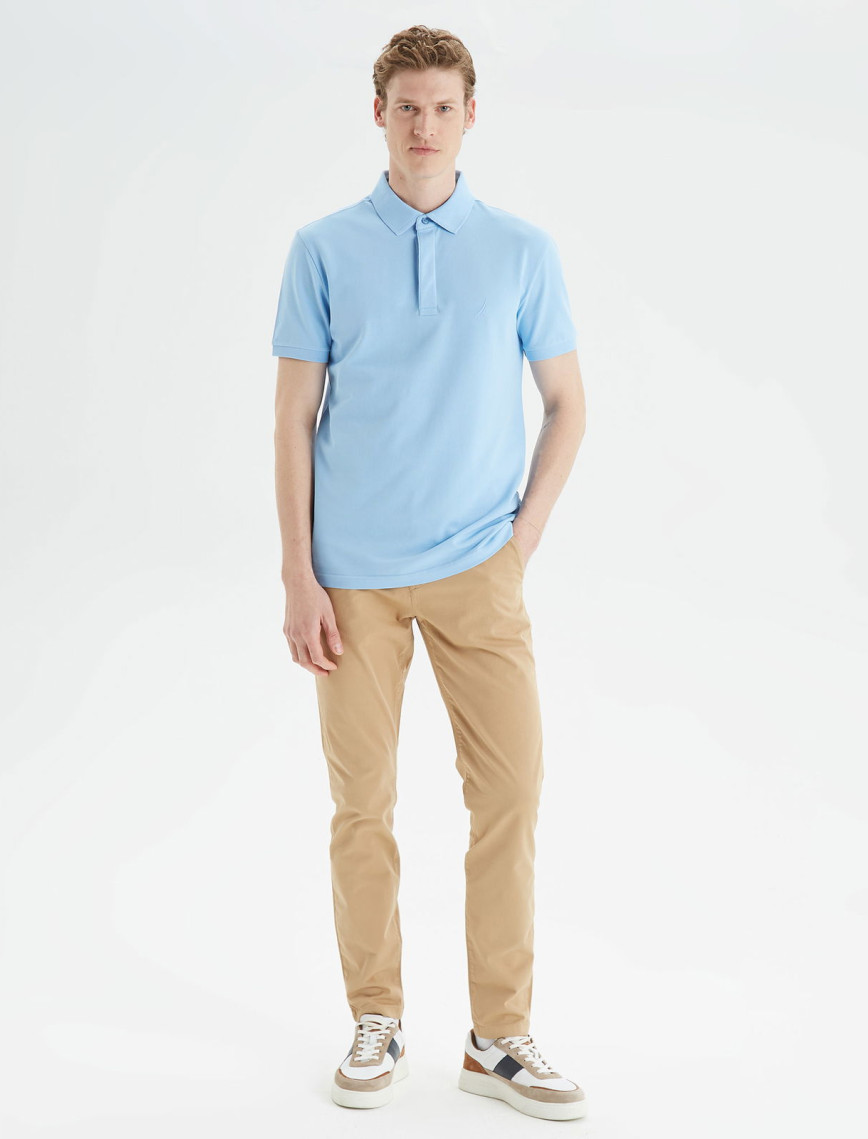 Nautica Erkek Mavi Slim Fit Kısa Kollu Polo