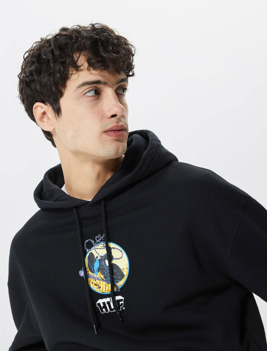 Huf Three Hundred Erkek Siyah Hoodie Huf Three Hundred Erkek Siyah Hoodie