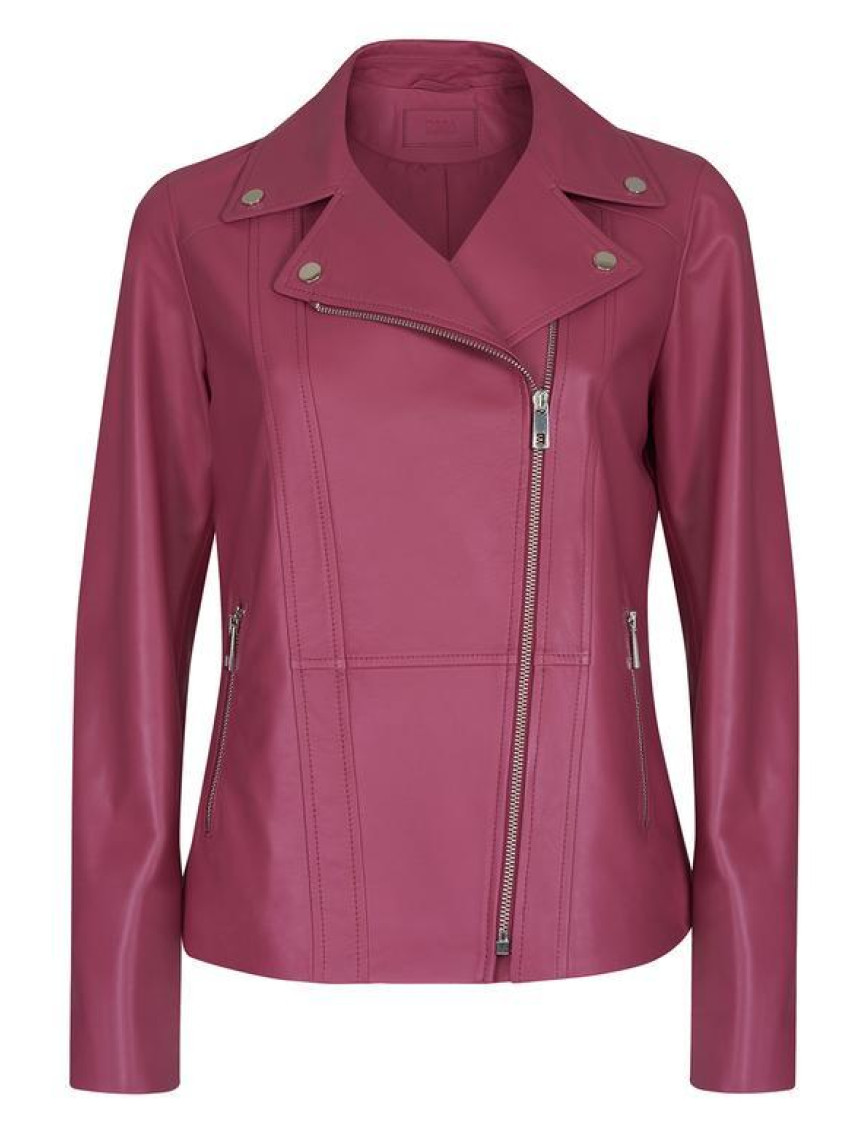 Rania Fuşya Kadın Vintage Deri Biker Ceket Rania Fuşya Kadın Vintage Deri Biker Ceket