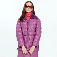 Avari Mor Kadın Puffer Deri Mont Avari Mor Kadın Puffer Deri Mont