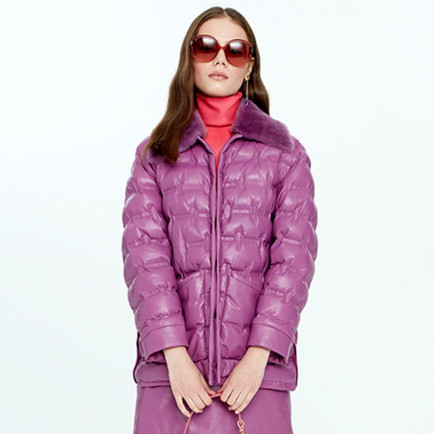 Avari Mor Kadın Puffer Deri Mont Avari Mor Kadın Puffer Deri Mont