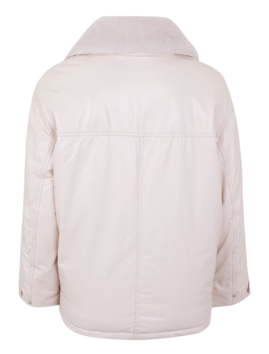 Auren Krem Kadın Deri Puffer Mont Auren Krem Kadın Deri Puffer Mont